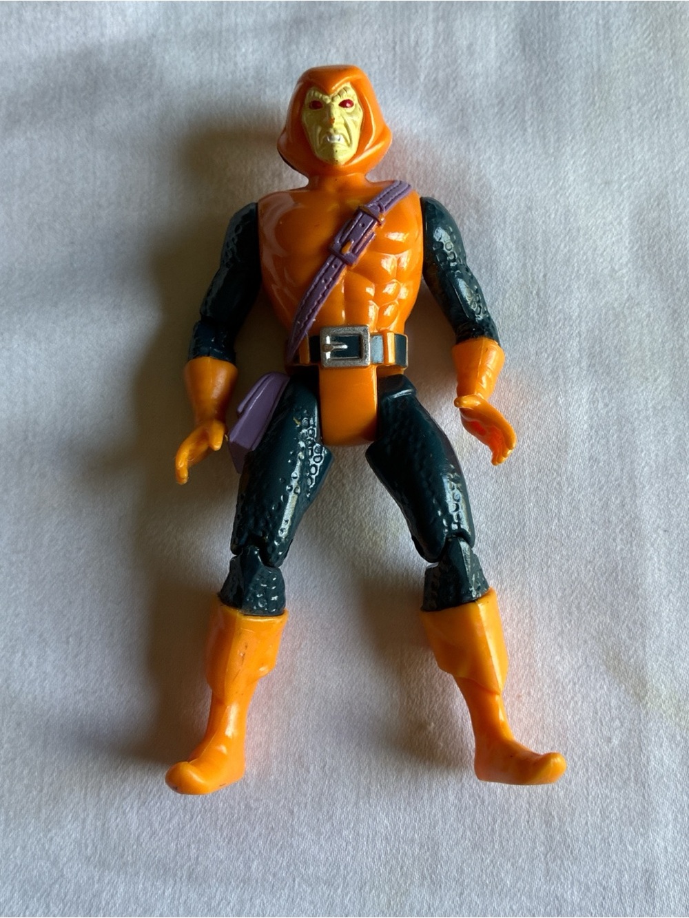 Orange & Black Hooded Action Figure with Purple Sling - Unbranded